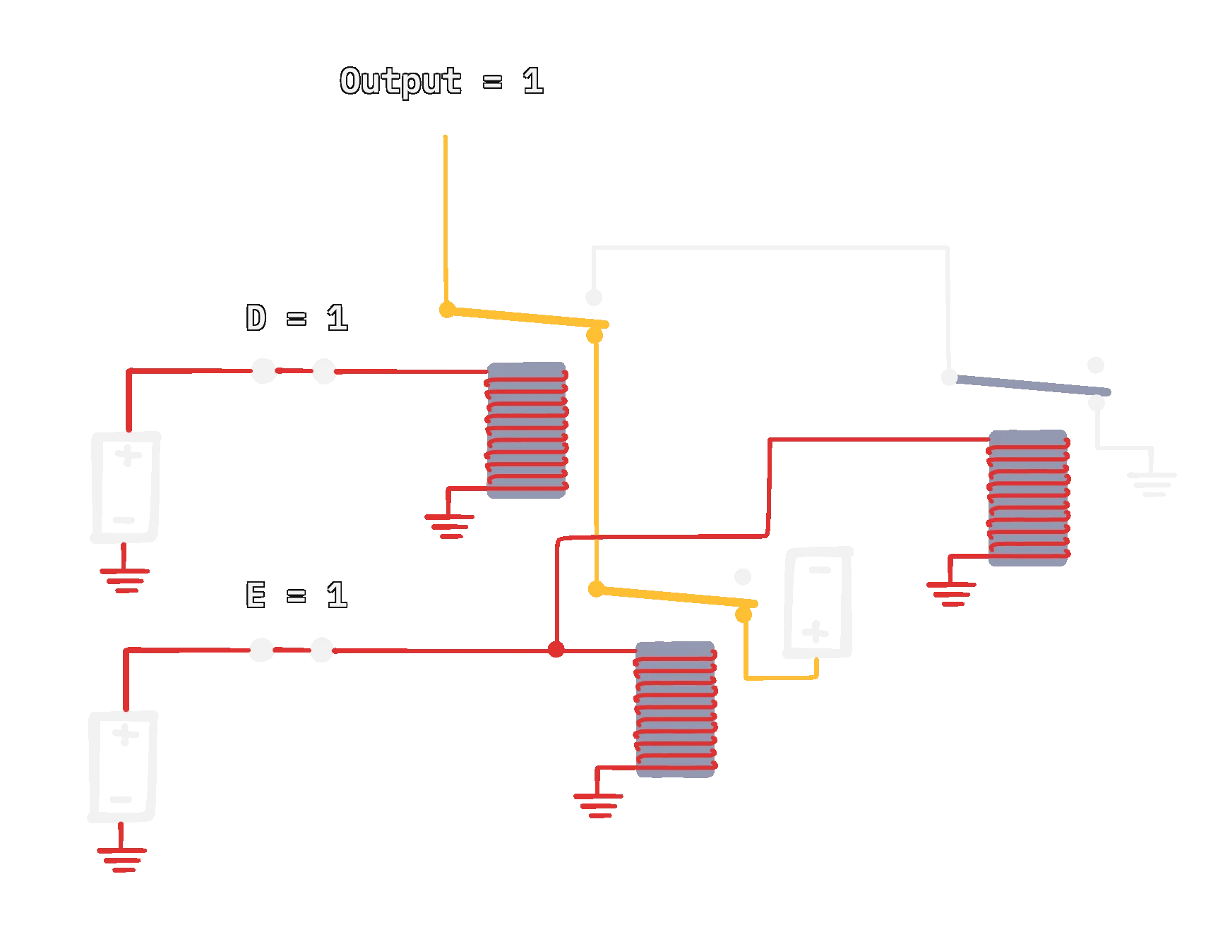A tri-state buffer built with relays